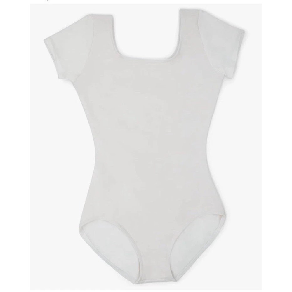Capezio Classic Leotard Women's‎ Medium Short Sleeve White CC400 Ballet Dancer